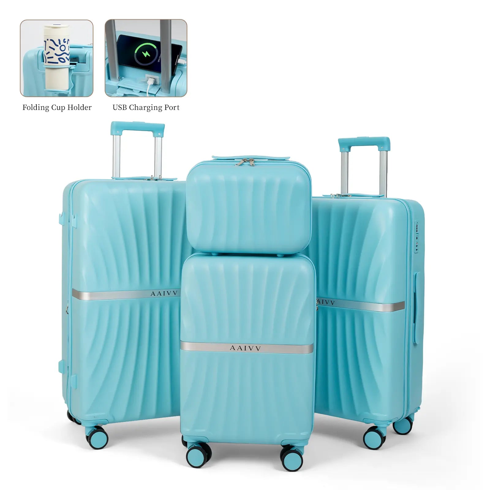 4-Piece Hardshell Luggage Set with TSA Lock, Expandable Suitcases & Double Spinner Wheels