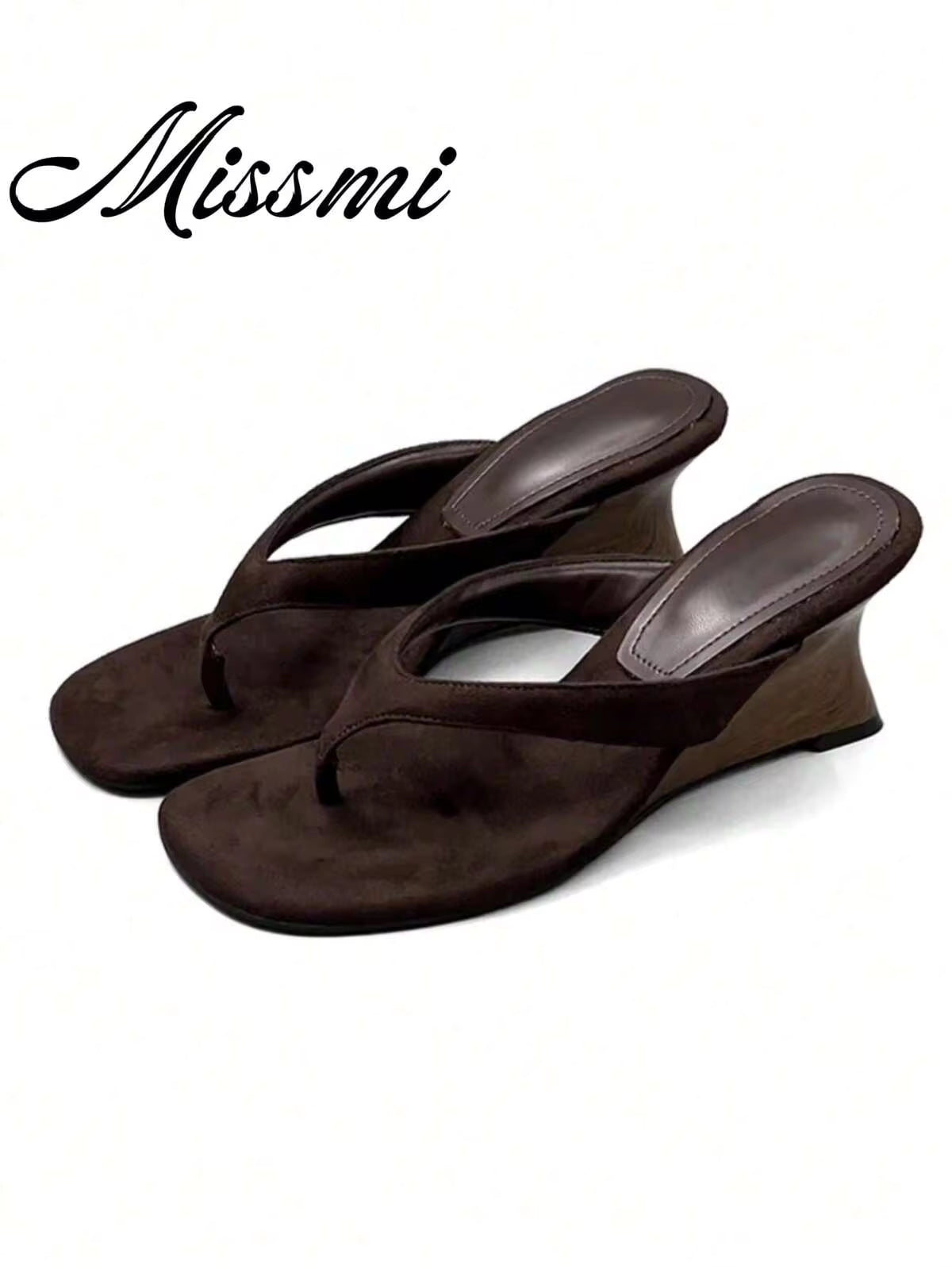 New Summer Wedge Heel Flip Flops, 8cm High Heel Casual Thong Sandals For Women
