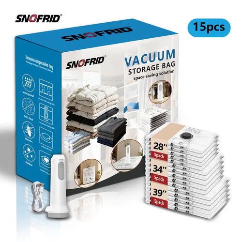 15-Piece Vacuum Storage Bag Set with USB Pump