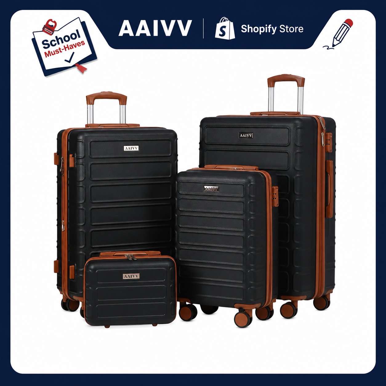4-Piece Hardshell Luggage Set with TSA Lock, Expandable Suitcases & Double Spinner Wheels