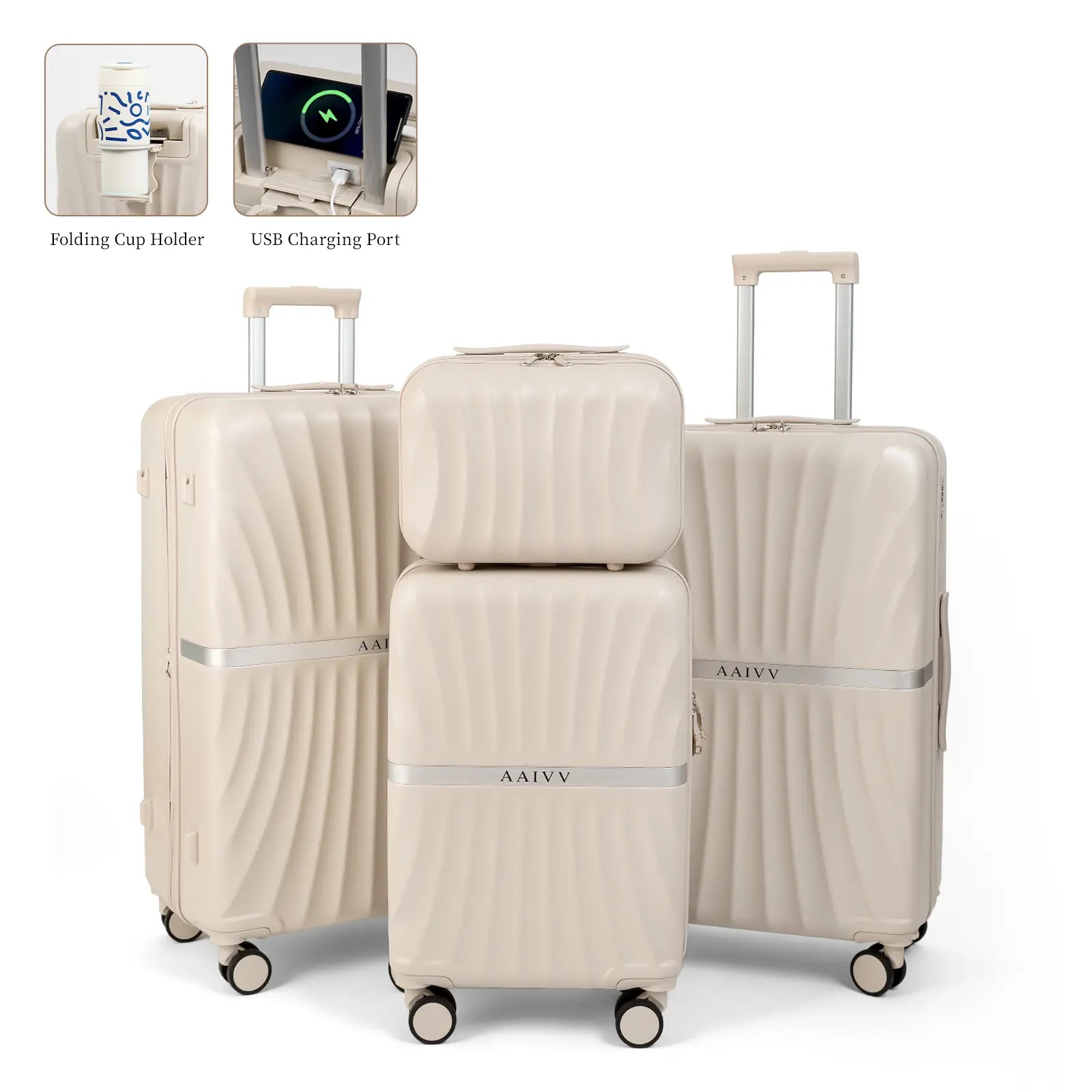 4-Piece Hardshell Luggage Set with TSA Lock, Expandable Suitcases & Double Spinner Wheels