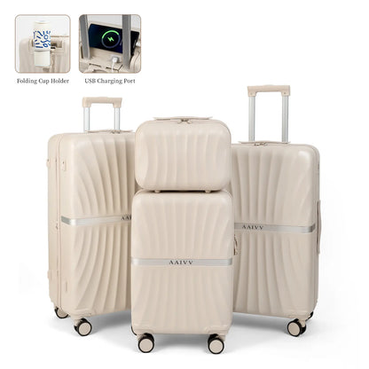 4-Piece Hardshell Luggage Set with TSA Lock, Expandable Suitcases & Double Spinner Wheels