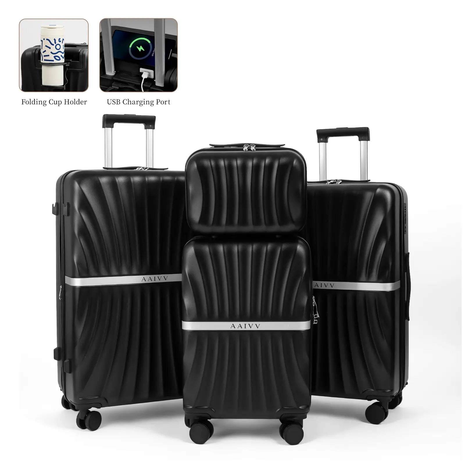 4-Piece Hardshell Luggage Set with TSA Lock, Expandable Suitcases & Double Spinner Wheels