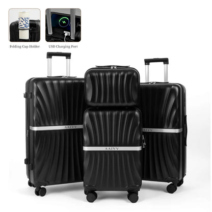 4-Piece Hardshell Luggage Set with TSA Lock, Expandable Suitcases & Double Spinner Wheels