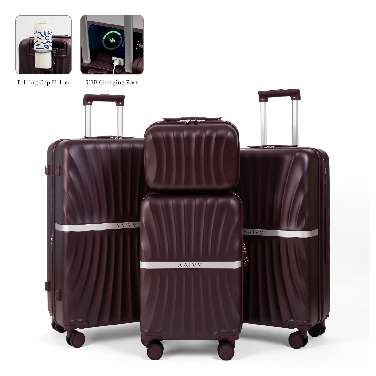 4-Piece Hardshell Luggage Set with TSA Lock, Expandable Suitcases & Double Spinner Wheels