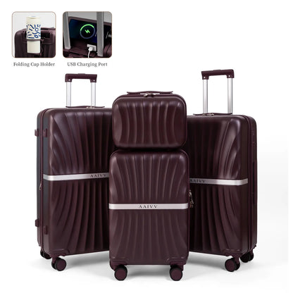 4-Piece Hardshell Luggage Set with TSA Lock, Expandable Suitcases & Double Spinner Wheels
